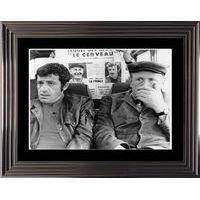 Affiche encadrée Noir et Blanc: Le Cerveau - Belmondo Bourvil - 50x70 cm (Cadre Glascow)